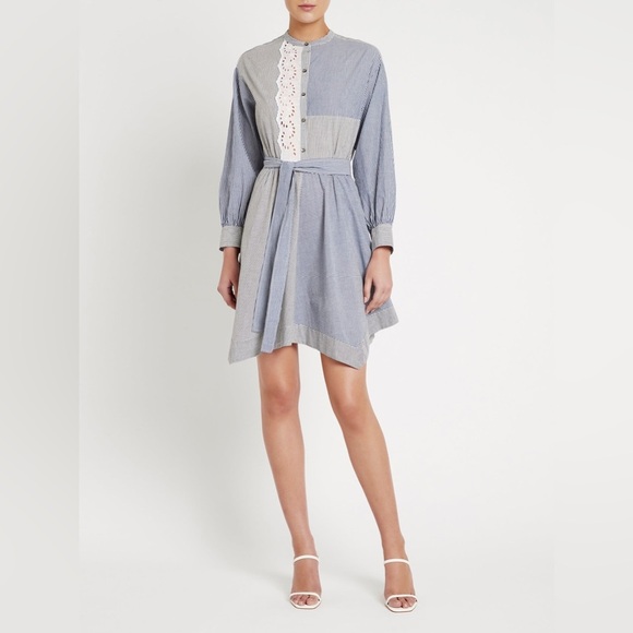 La Vie Rebecca Taylor 100% Cotton Maisie Eyelet Fit And Flare Mini Dress Size M - Picture 1 of 10